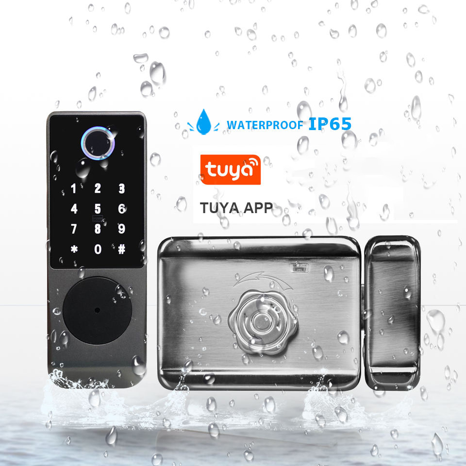 Smart Rim Lock Wifi Fingerprint - Enrique Tuya Waterproof Outdoor Gate IP65