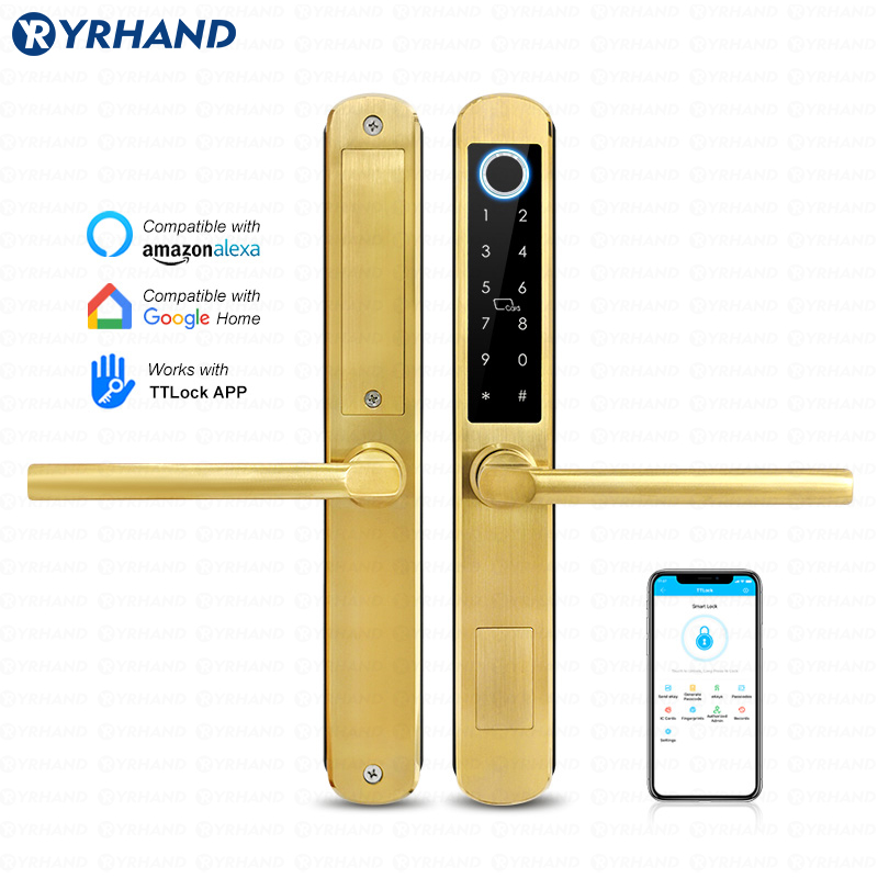 Smart Lock For Sliding Door - IP66 Gold Stainless Steel Sliding Glass
