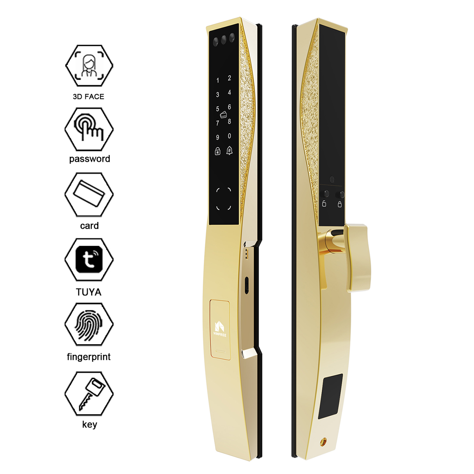 Smart Door Lock 3D Face Palm Vein - WINFREE Tuya Wifi Smart Digital Slim