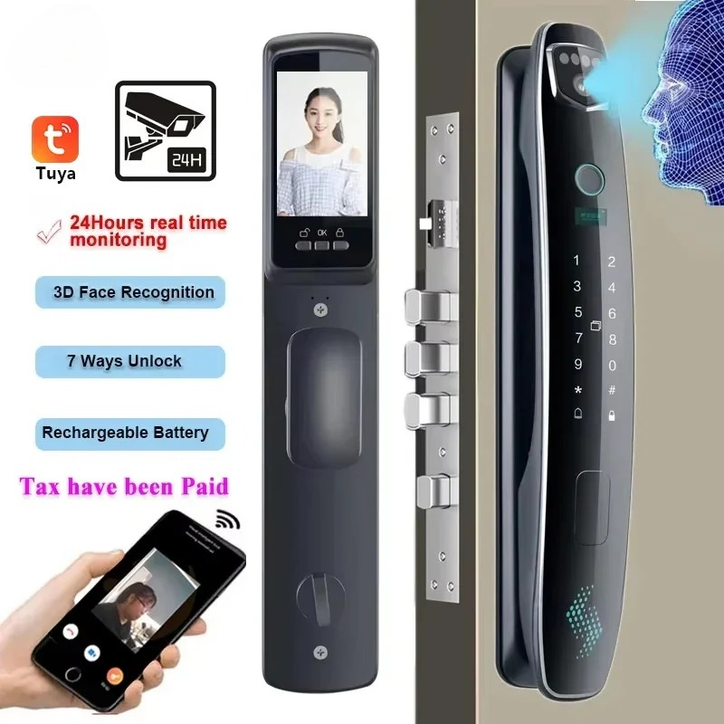 Smart Door Lock With Camera Intercom - 3D Face Recognition Smart Password Door