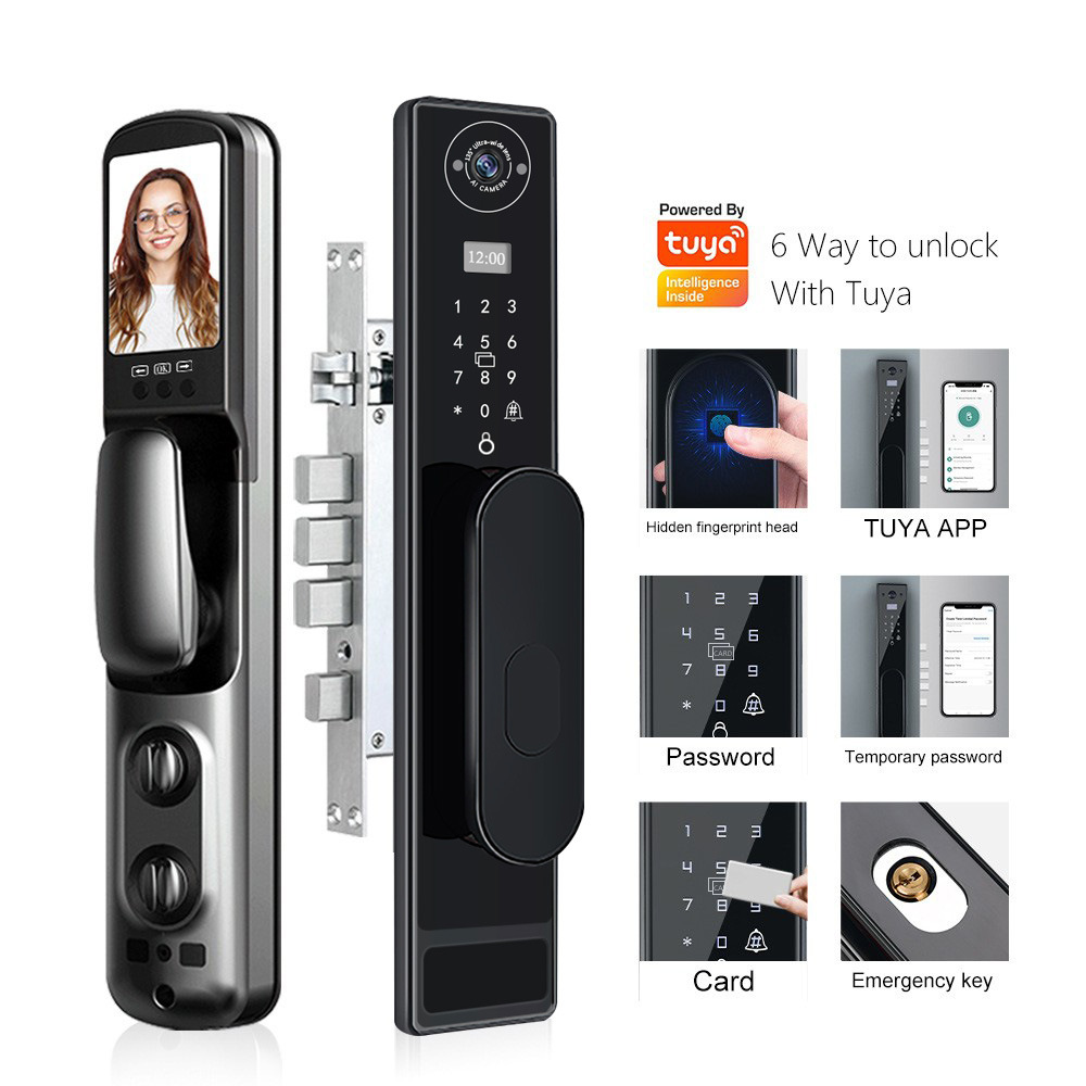 Smart Door Lock With Camera Intercom - Automatic TUYA Wifi Cat Eye Capture