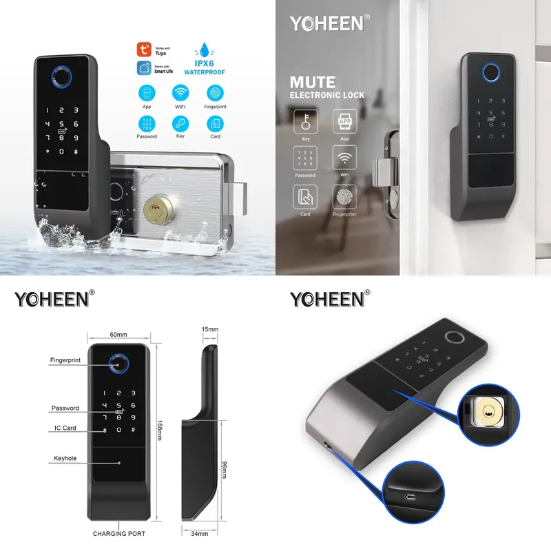 Smart Rim Lock Wifi Fingerprint - 2026 Waterproof APP WiFi Lock Double
