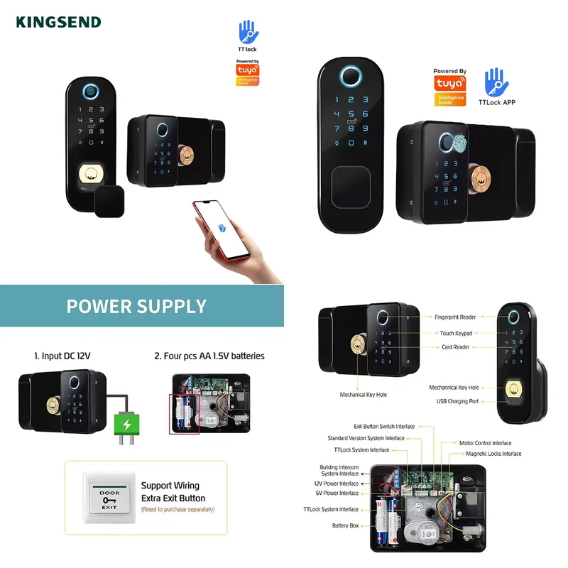 Smart Rim Lock Wifi Fingerprint - 2026 High Quality Outdoor Waterproof Smart