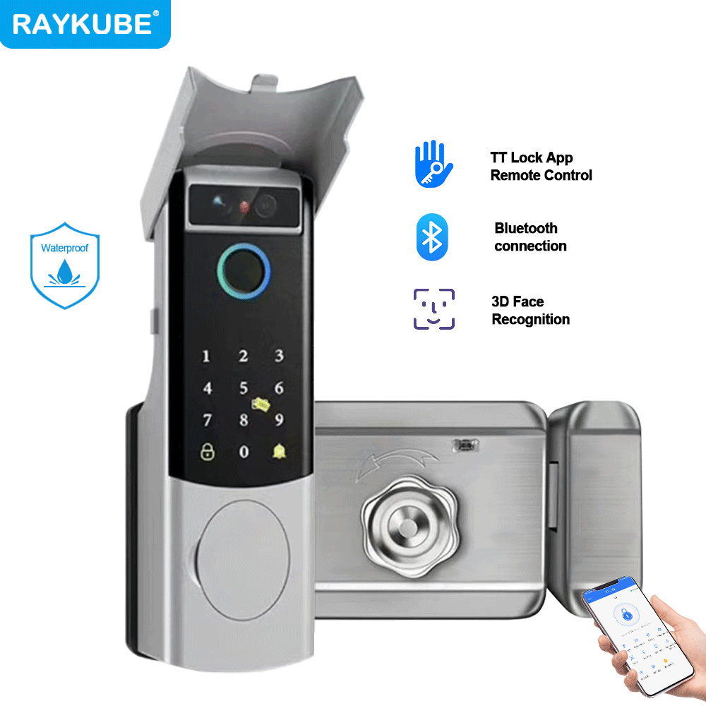 Face Recognition Door Lock - RAYKUBE V6/V8 Waterproof TT Lock Bluetooth