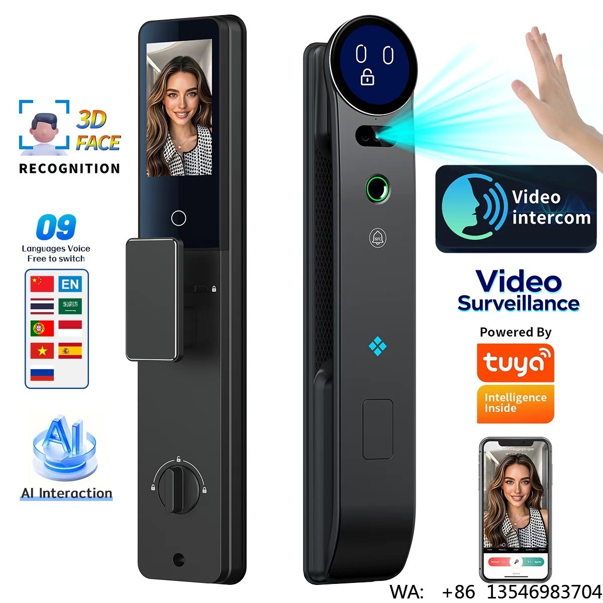Smart Door Lock 3D Face Palm Vein - HanDaily Palm Vein 3D Face AI