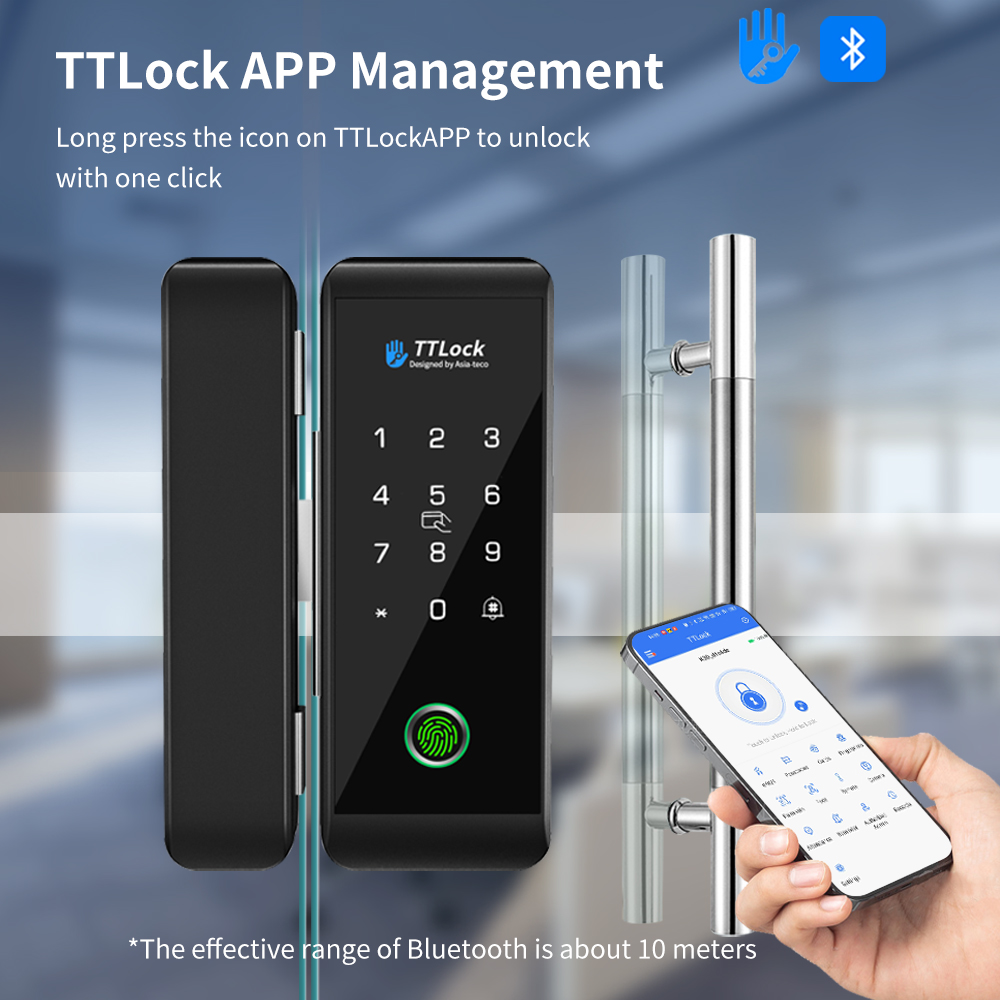 Smart Door Lock Fingerprint Wifi - TTLOCK Smart Glass Lock Fingerprint Recognition