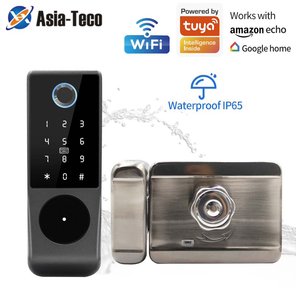 Smart Rim Lock Wifi Fingerprint - IP65 Waterproof Wifi Tuya App Fingerprint