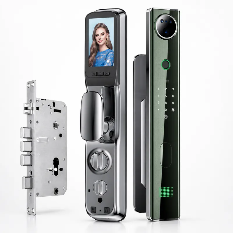 Video Door Lock With Camera Peephole - Password Combination Unlocking Community Door Video