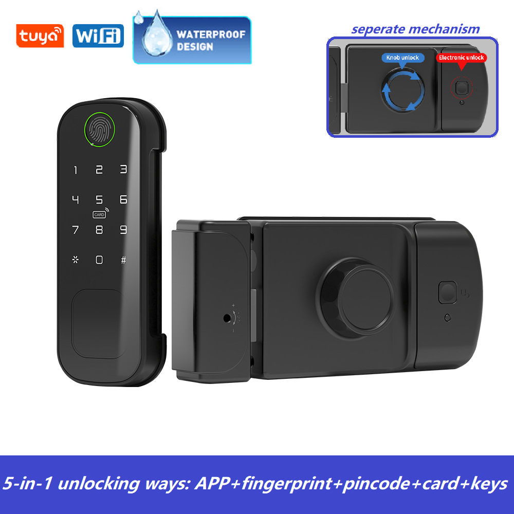 Smart Rim Lock Wifi Fingerprint - Tuya Smart Rim lock Outdoor Waterproof