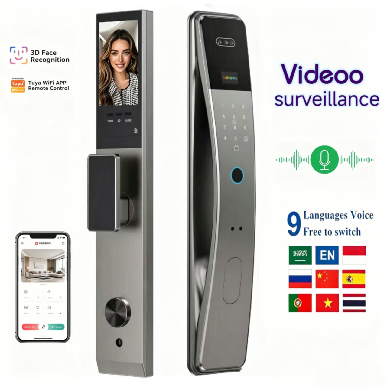 Smart Password Lock Fingerprin - Video Door Lock With Camera Peephole review and price