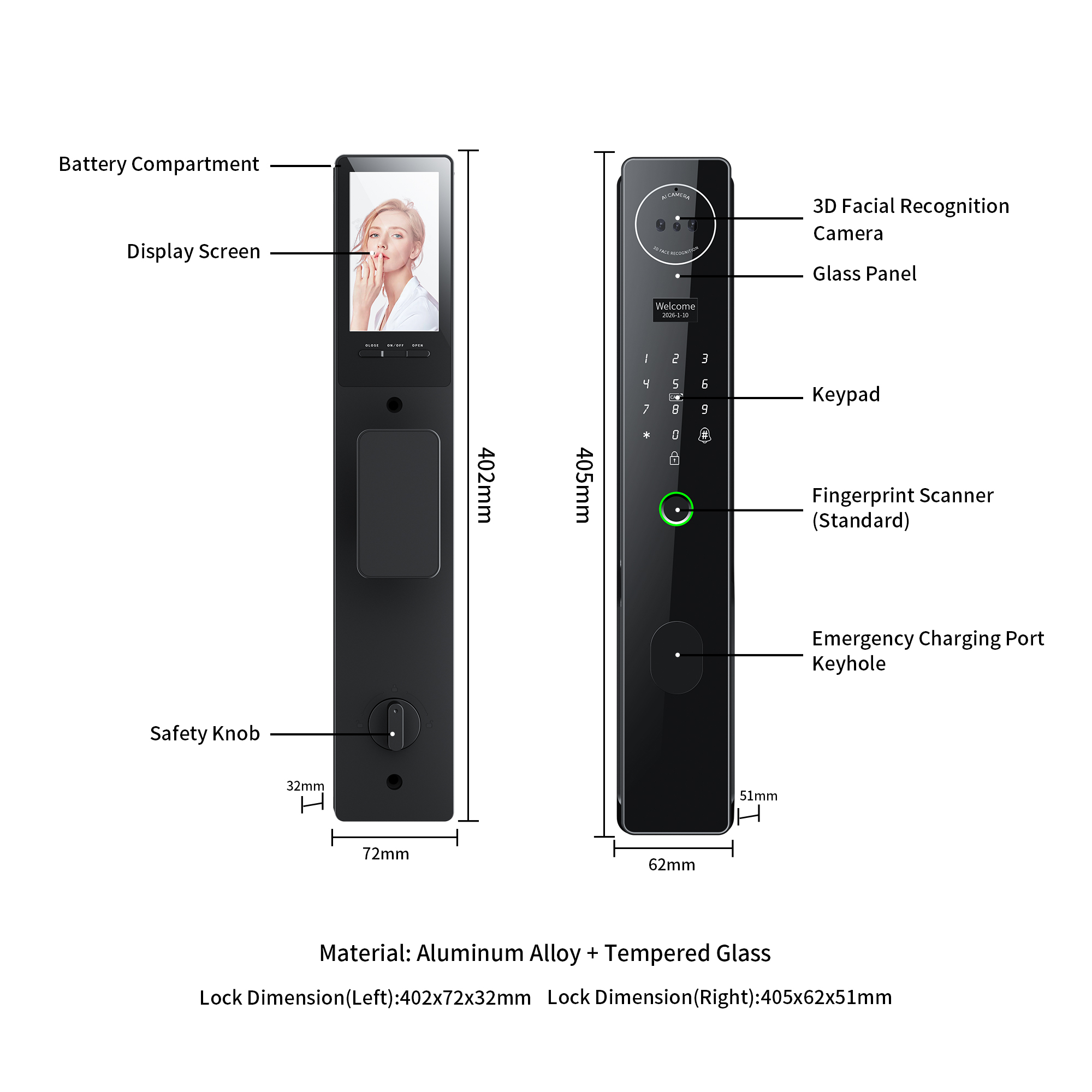 Bluelock 3D Face Smart Lock Fi - Smart Door Lock With Camera Intercom review and price