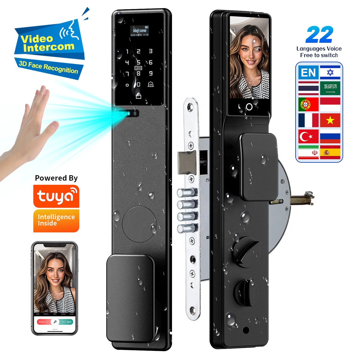 Waterproof 3D Face Recognition - Smart Door Lock 3D Face Palm Vein review and price