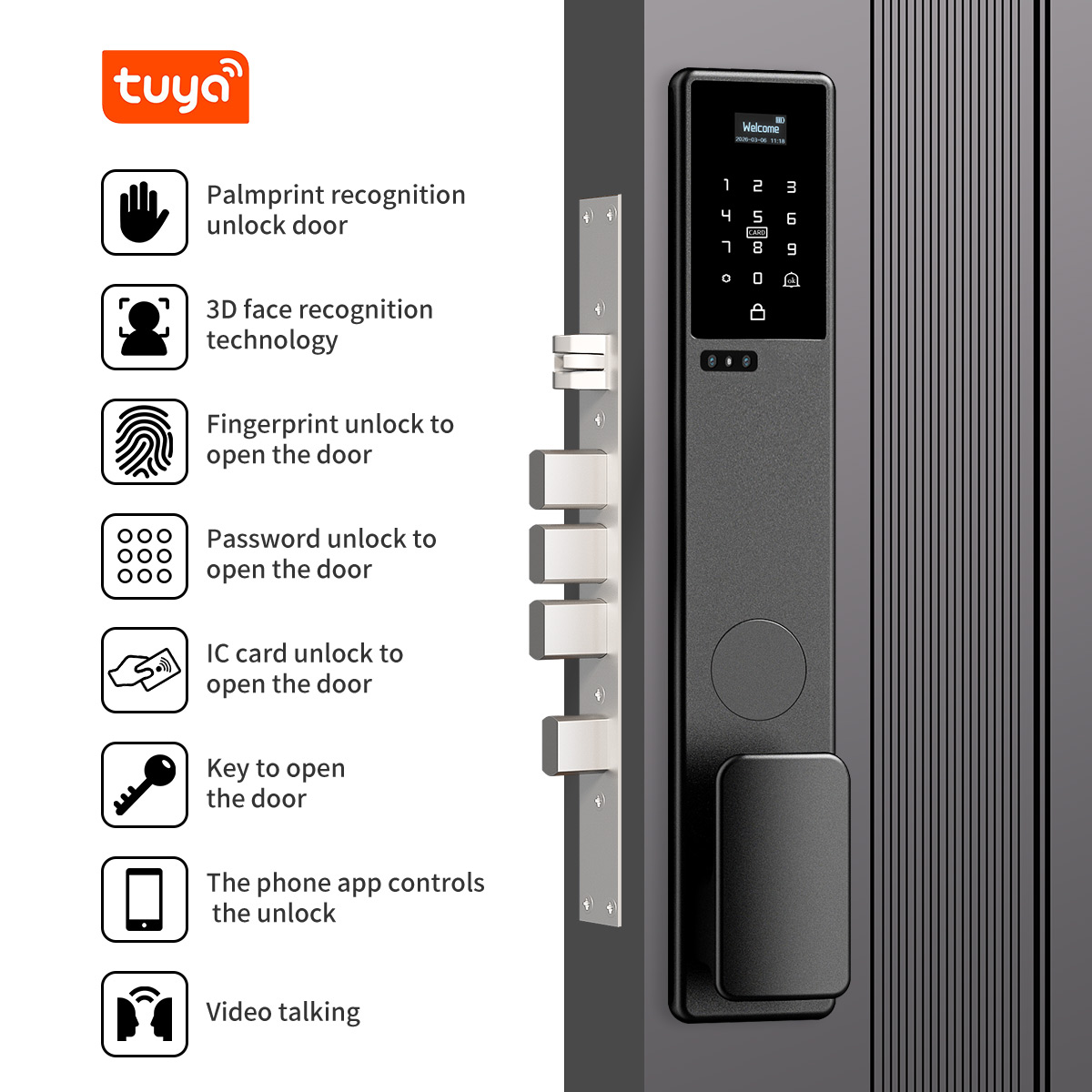 Waterproof 3D Face Recognition - Smart Door Lock 3D Face Palm Vein review and price