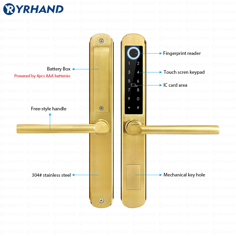 IP66 Gold Stainless Steel Slid - Smart Lock For Sliding Door review and price
