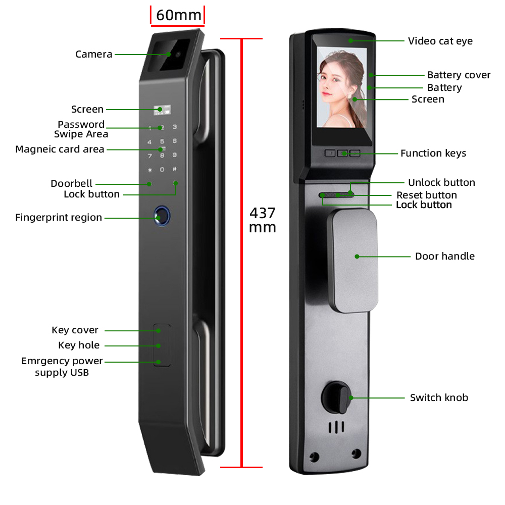 RAYKUBE DF14 Tuya WiFi 3D Face - Video Door Lock With Camera Peephole review and price