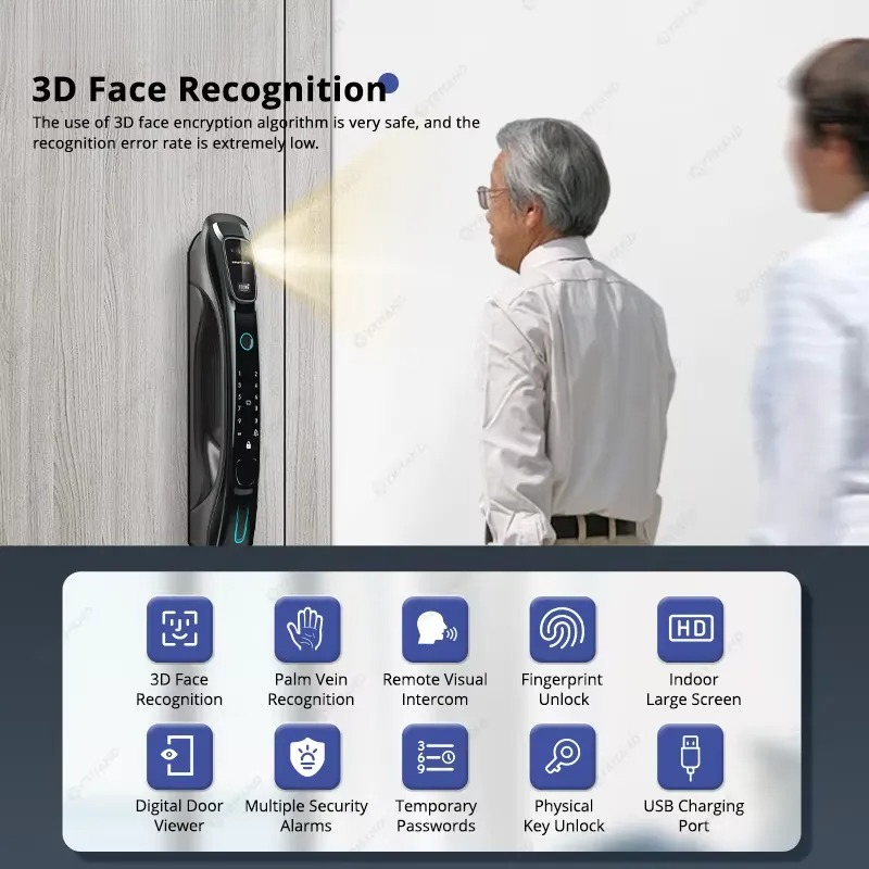 Smart Lock 3D Face Recognition - Smart Door Lock With Camera Intercom review and price