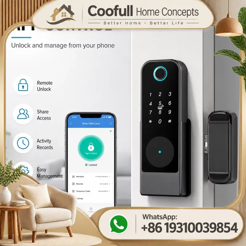 Smart Keyless Door Lock Wifi F - Smart Rim Lock Wifi Fingerprint review and price