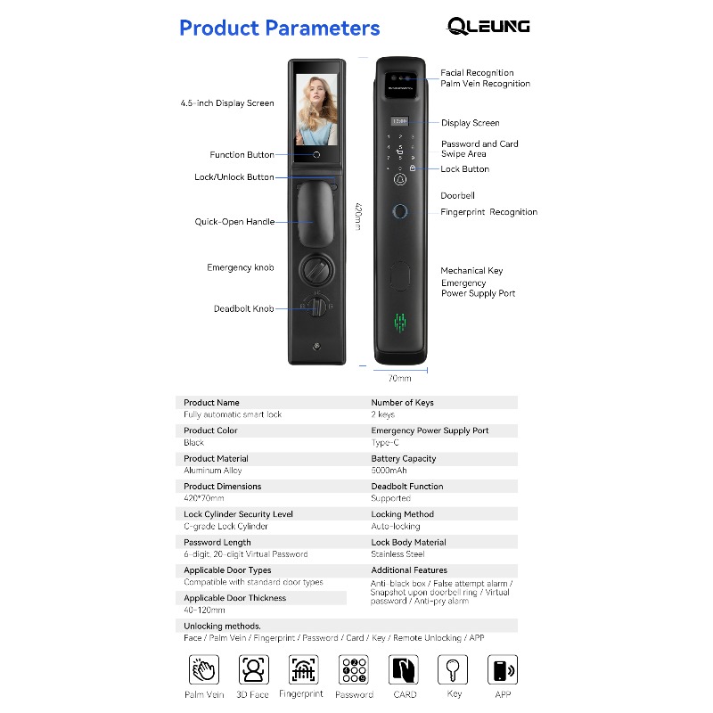 Factory Price 3D Face Recognit - Smart Door Lock With Camera Intercom review and price