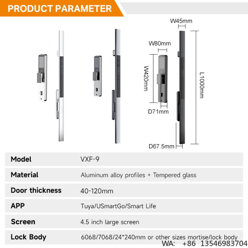 UIELOCK VXF-9 Large Handle Key - Smart Door Lock 3D Face Palm Vein review and price