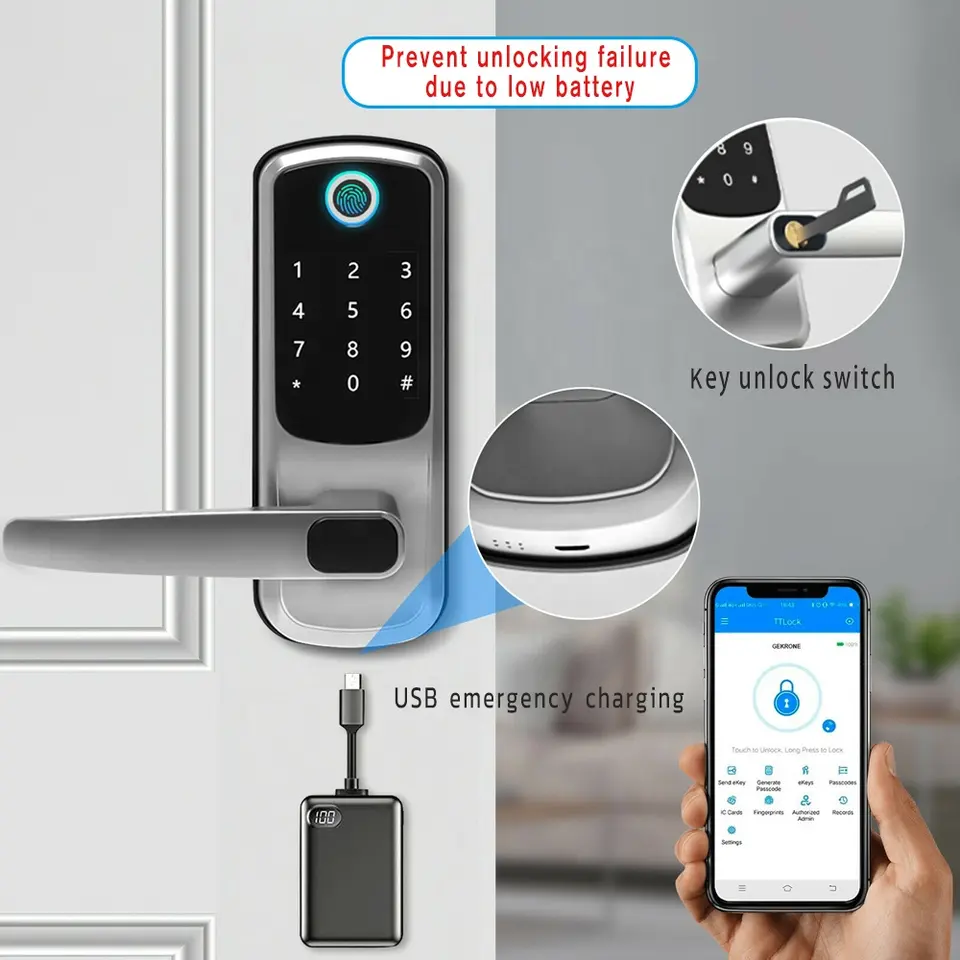 Intelligent Tuya WiFi Smart De - Digital Door Lock Fingerprint Handle review and price