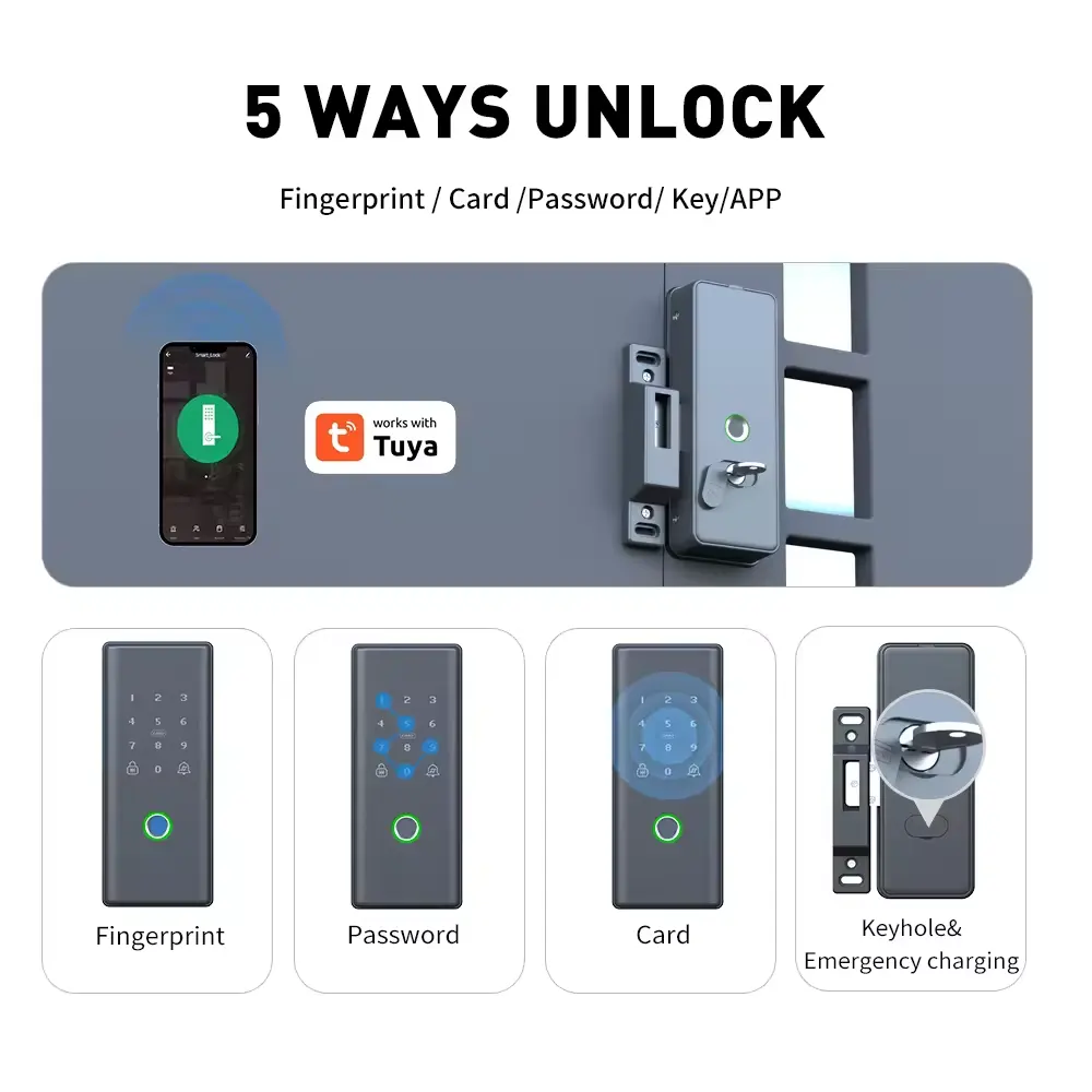 Fingerprint double sides Rim d - Smart Rim Lock Wifi Fingerprint review and price