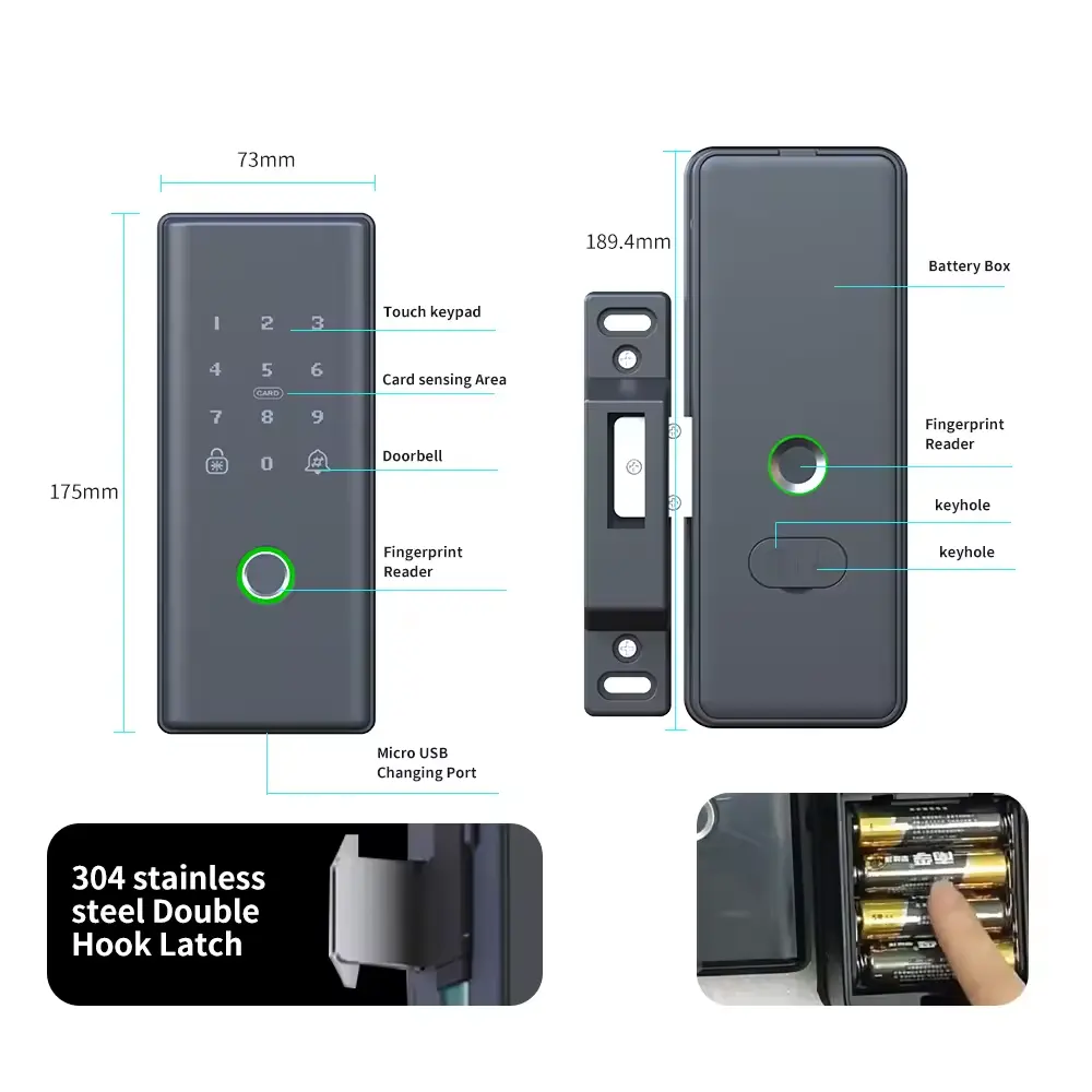 Fingerprint double sides Rim d - Smart Rim Lock Wifi Fingerprint review and price
