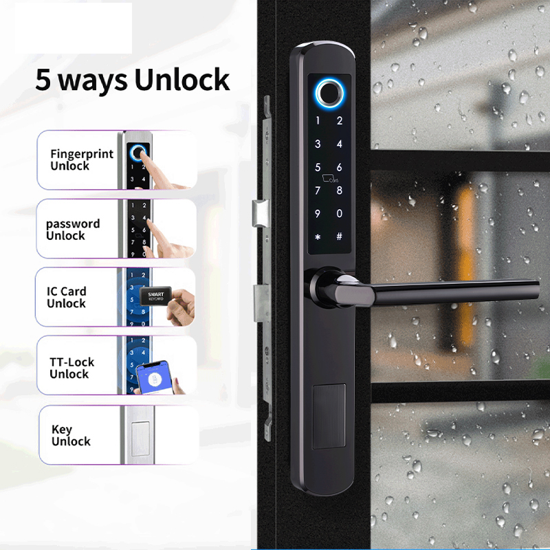 IP66 Aluminum Patio Sliding Gl - Digital Door Lock Fingerprint Handle review and price