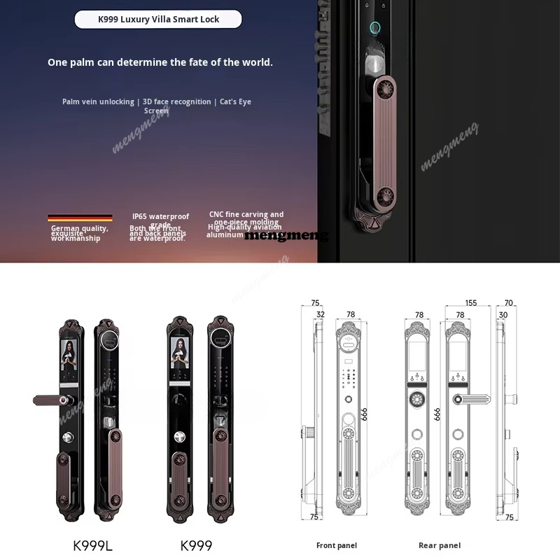 Villa Double Door Smart Door L - Smart Door Lock 3D Face Palm Vein review and price